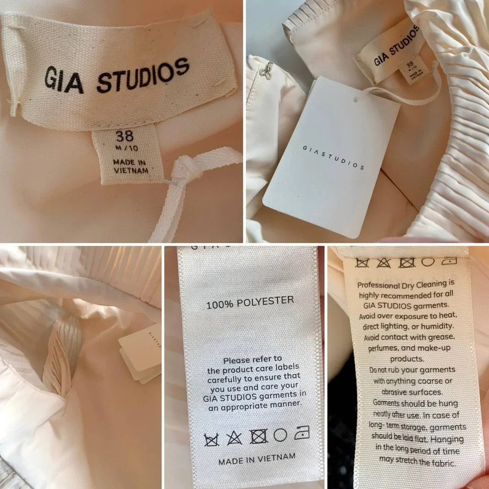 GIA Studios Plissé Taffeta Cropped Cape Top in Ivory Size Medium - Picture 10 of 12